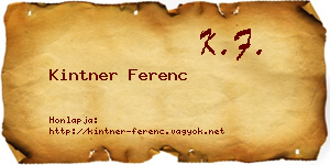 Kintner Ferenc névjegykártya